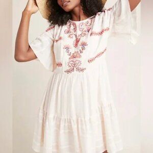 Anthropologie Ranna Gill Sz XL Lecce‎ Dress Floral Embroidered Boho Festival